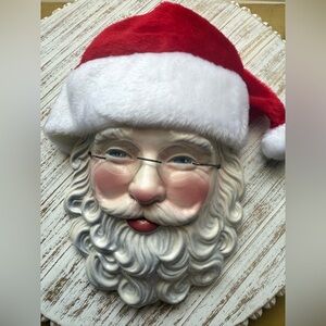Vintage Festive Hand Painted Santa Claus Wall Decor